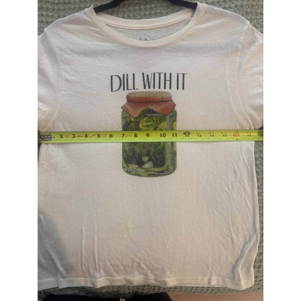 Golden Hour Womens Dill With It Pickle Graphic Tee Cream Cotton T-Shirt Large - Picture 8 of 9
